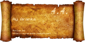 Ay Aranka névjegykártya